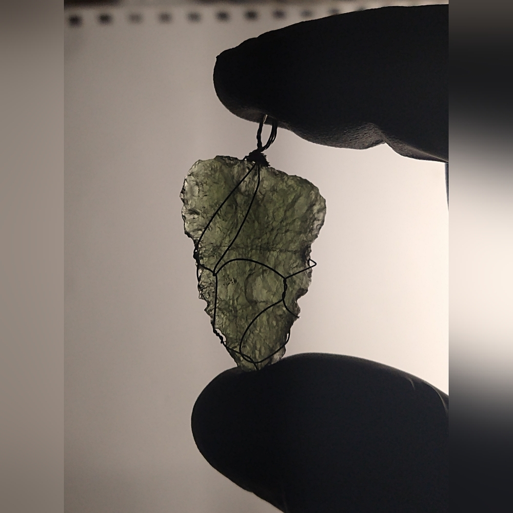 Beautiful Natural Moldavite Sterling Silver Pendant